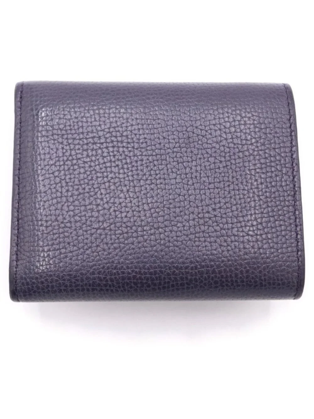 Loewe Anagram Trifold Wallet Compact Bifold Coin Case Purple Leather Silver